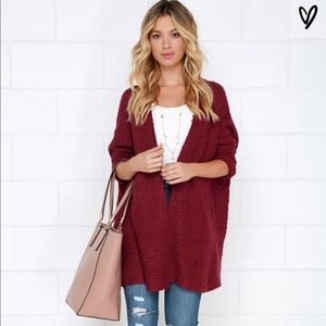 Lulus cup of cozy wine cardigan